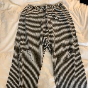Grey & white striped flowy pants.